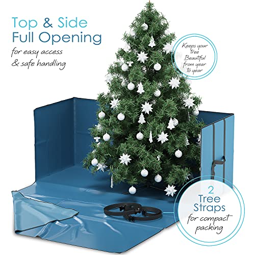 HEARTH & HARBOR CHRISTMAS TREE STORAGE BAG WIDE OPENING 9 FT. - BLUE - Like New