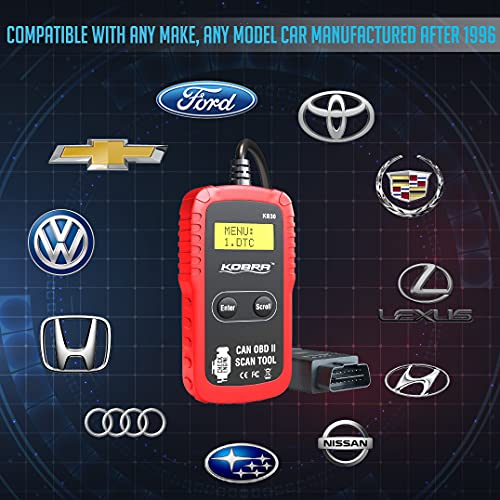 KOBRA OBD2 SCANNER CAR CODE READER - UNIVERSAL AUTO OBD CAR DIAGNOSTIC - RED - Like New
