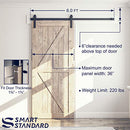 SMARTSTANDARD 6 FT BARN DOOR HARDWARE KIT FITS 36" WIDE DOOR PANEL BLACK - Like New