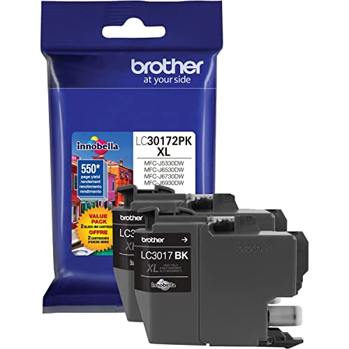 BROTHER PRINTER LC30172PK HIGH YIELD XL BLACK INK CARTRIDGE-2 PACK - BLACK - Brand New