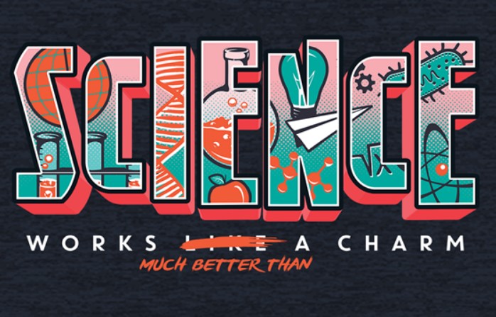 SHIRTWOOT! SCIENCE WORKS BETTER - SIZE: WOMEN M - HEATHER BLUE - Like New