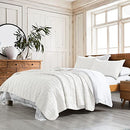 HORIMOTE HOME 100% Cotton Quilt Set 3 Piece Bedspread Coverlet - Cream/White - Like New