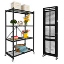 Origami R5 4-Shelf Heavy-Duty Folding Storage Rack, Black WHEELS - BLACK - Like New