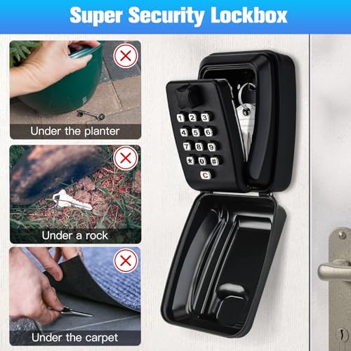 Key Lock Box for Outside, Key Safe Wall Mounted Weatherproof Cover Home Garage - Like New