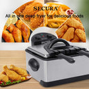 Secura 1700W Stainless-Steel Triple Basket Electric Deep Fryer 4L/17-Cup -Silver Like New