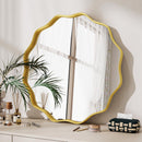 VETROVUE ROUND WAVY MIRROR 20" METAL FRAME CIRCLE MIRROR 20L X 20W - GOLD - Like New