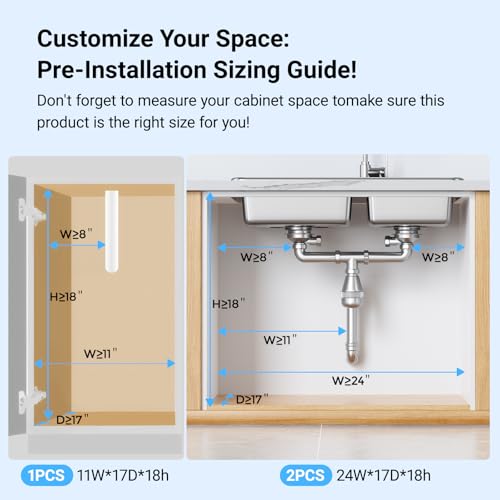 TISTAYA PULL-OUT UNDER KITCHEN SINK ORGANIZER, HEIGHT ADJUSTABLE, WHITE - Like New