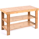 JS NOVA JUNS Bamboo Shoe Bench Rack 2 Tier Shoe Storage Racks Shelf - Natural - Brand New