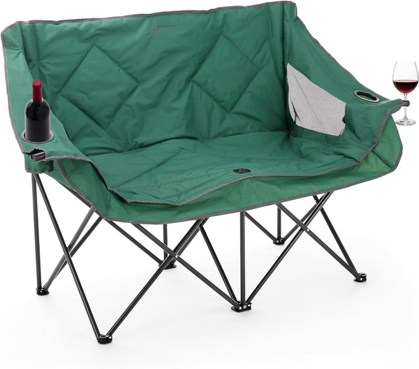ARROWHEAD OUTDOOR Portable Folding Double Duo Camping Chair KKS0270U - GREEN Like New