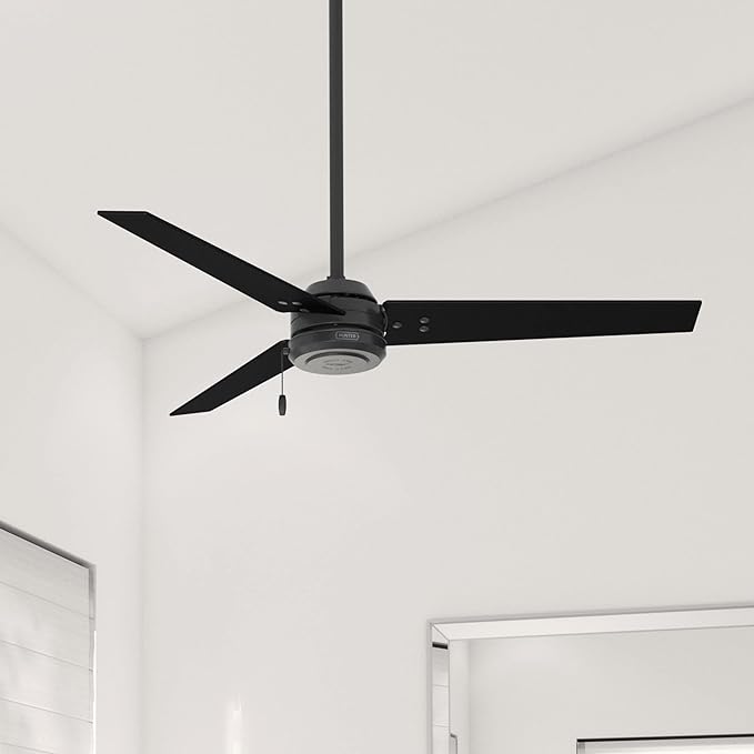 Hunter Cassius Indoor Outdoor Ceiling Fan Pull Chain Control 52" - MATTE BLACK - Like New