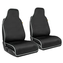 CAT WATERPROOF CAR SEAT COVERS 2 PACK GRAY TRIM CARS TRUCKS SUV - BLACK/GRAY - Like New