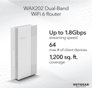 NETGEAR 4-Stream WiFi 6 AX1800 Dual-Band Gigabit Router WAX202-100NAS New