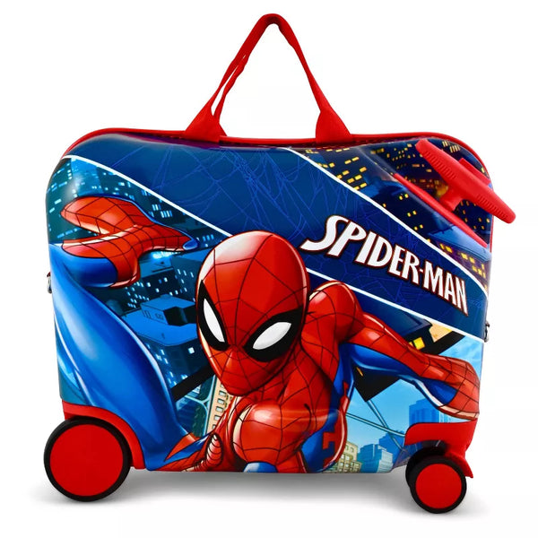 FAST FORWARD MARVEL KID'S SPIDERMAN HARDSIDE CARRY ON RIDE-ON SUITCASE, RED/BLUE - Like New