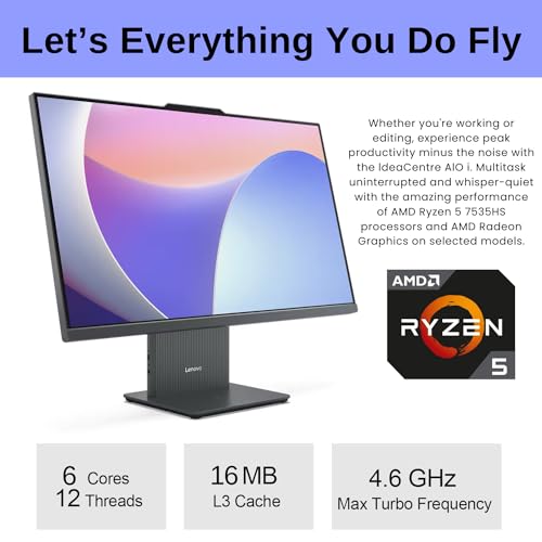 LENOVO IDEACENTRE AIO 27" FHD RYZEN 5 7535HS 1TB 32GB DDR5 F0HQ004JUS - GRAY - Like New