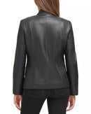 356Z2976 COLE HAAN WOMEN'S LEATHER WING COLLARED JACKET SIZE: WOMEN S - BLACK - Brand New