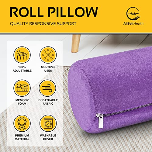 ALLSETT HEALTH CERVICAL NECK ROLL MEMORY FOAM PILLOW | ASHO816PB - PURPLE - Like New