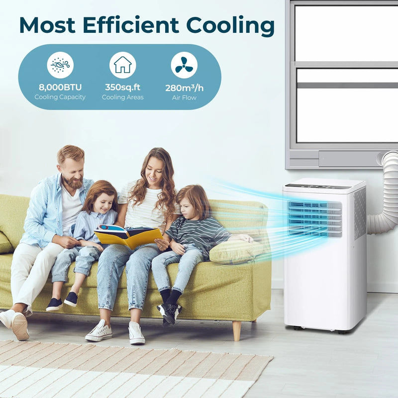 COWSAR PORTABLE AIR CONDITIONERS, 8,000 BTU WITH REMOTE CONTROL - WHITE - Like New