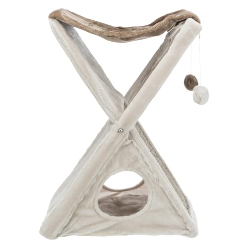 01-44771 TRIXIE MIGUEL FOLD AND STORE CAT TOWER, 25.5" H - GREIGE - Like New