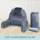 MALU READING PILLOW EXTRA LARGE ERGONOMIC PILLOW- BACK PILLOW FOR BED - GRAY - Brand New