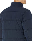 AMAZON ESSENTIALS MENS HOODED LONG PUFFER COAT - SIZE: MEN M - NAVY - Like New