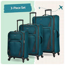 U.S. Traveler Aviron Bay Expandable Softside Spinner Wheels 3 Piece Luggage TEAL - Brand New