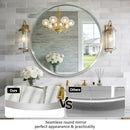 KAASUNES 32" Contemporary Brushed Silver Wall Mounted Round Mirror B089M5JYW4 - Brand New