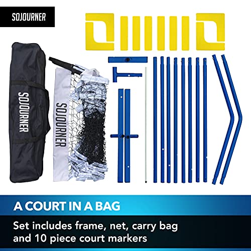 SOJOURNER PICKLEBALL SET WITH NET REGULATION SIZE - BLACK AND WHITE - Like New