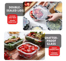 EATEX 8-PACK GLASS FOOD STORAGE CONTAINERS WITH LIDS - BLACK/CLEAR - Like New