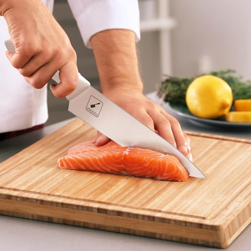 IMARKU KITCHEN KNIFE SET JAPANESE KNIVES, STAINLESS STEEL, WHITE - GRAYISH WHITE - Like New