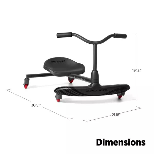 RADIO FLYER STINGRAY RIDE-ON STEEL POLYPROPYLENE AGES 3-8 81 LB CAPACITY - BLACK - Brand New
