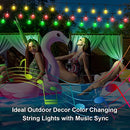 GUYULUX 96FT MULTI COLOR OUTDOOR STRING LIGHTS MUSIC SYNC - MULTI - Like New