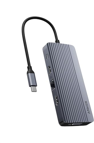 ANKER 10-IN-1 USB C HUB DUAL-DISPLAY USB-C DOCKING STATION 4K A83C2 - GRAY - Like New