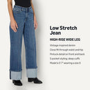 AMAZON ESSENTIALS HIGH-RISE WIDE LEG CUFFED JEAN-WOMEN 12-MEDIUM BLUE VINTAGE - Brand New