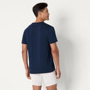 AMAZON ESSENTIALS MEN'S SLIM FIT COTTON CREW NECK SIZE MEN L - LIGHT GRAY/NAVY - Like New