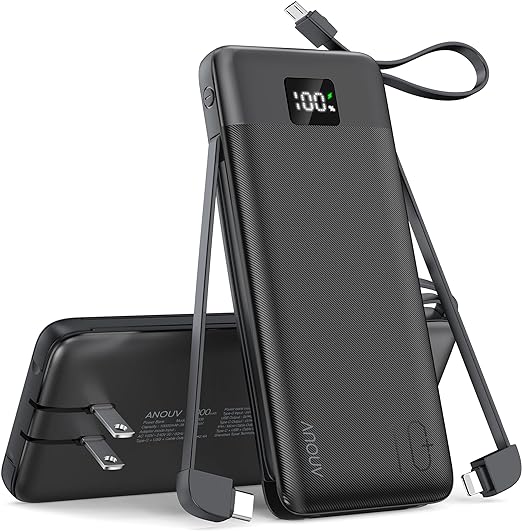 ANOUV P10000mAh Power Bank + Wall Plug, PD 22.5W Fast Charging, Display - BLACK Like New