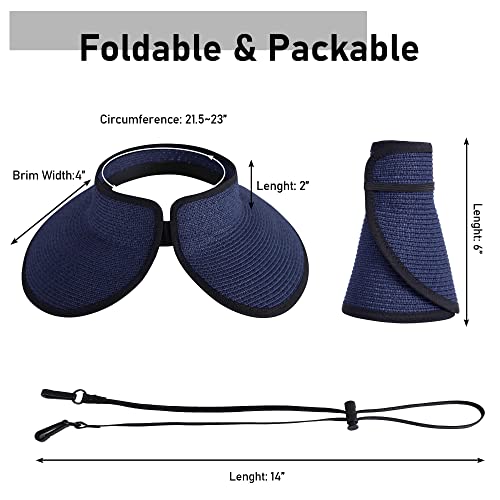 Simplicity Women's Summer Foldable Wide Brim Beach Hats Straw Sun Visor Hats - Brand New