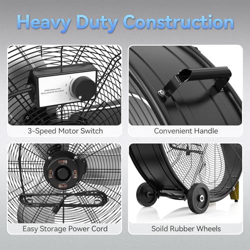 CCGIRU 13000 CFM 30" HIGH VELOCITY INDUSTRIAL DRUM FAN 3-SPEED HEAVY SFDC1-750F - Like New