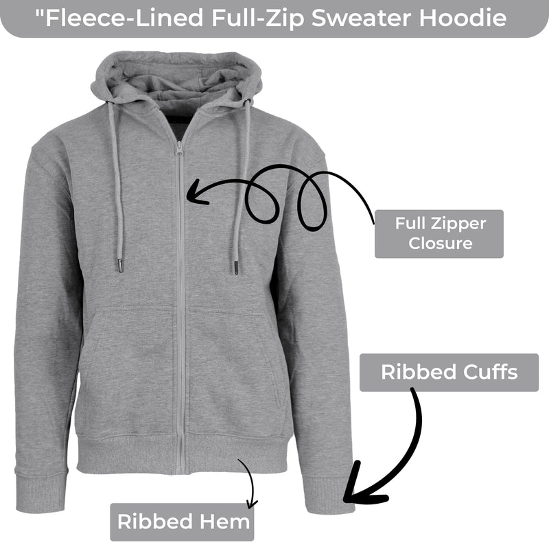 BLUE ICE MEN’S FLEECE-LINED FULL-ZIP HOODIE - SIZE: MEN M - CHARCOAL - Brand New