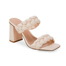 Syktkmx Womens Braided Chunky Heels Sandals Dressy Sandal Pink Orange Size 8 - Like New