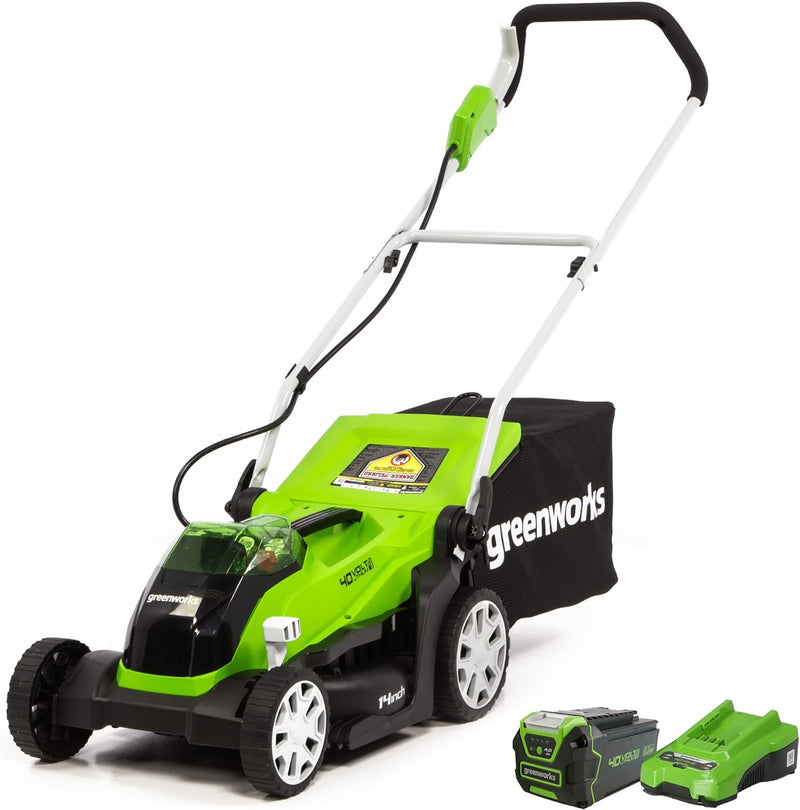 Greenworks 40V 14" Cordless (Push) Lawn Mower - GREEN - Like New