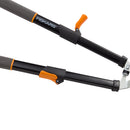 FISKARS EXTENDABLE POWER-LEVER TITANIUM HEDGE SHEARS - BLACK/ORANGE - Like New