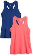 AMAZON ESSENTIALS WOMEN'S ACTIVE TECH STRETCH TANK TOP PACK OF 2 XS - BLUE/PINK - Brand New