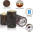 JOSU LED Flameless LED Candles, Remote, 4" 5" 6" (Set of 3) - Pine Bark Effect Like New