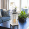 LUMABASE WOODEN LANTERN BATTERY-OPERATED CANDLE - WHITE WITH CHROME ROOF - Like New