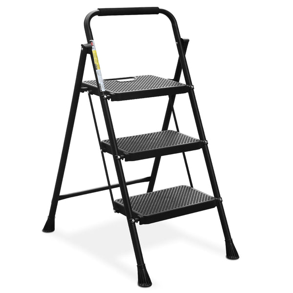HBTOWER 3 STEP LADDER, FOLDING STEP STOOL, STURDY STEEL LADDER - Scratch & Dent