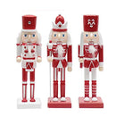 BED BATH & BEYOND SANTA'S WORKSHOP 10" RED AND WHITE NUTCRACKER SET OF 3 - RED - Like New