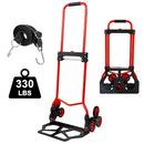Foldable 6-Wheel Stair Climbing Dolly 180Lbs Capacity Telescopic Handle & Bungee - Brand New