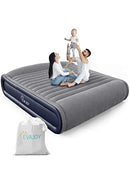 EVAJOY QUEEN INFLATABLE AIR MATTRESS BUILT IN PUMP 17" - BLUE/GRAY - Brand New