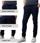 MJP-601NV GALAXY BY HARVIC MEN'S BASIC STRETCH TWILL JOGGERS CHINOS NAVY L - Brand New