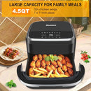 ROAAEE PIZZA OVEN & AIR FRYER, 4.5QT 11-IN-1 FLAT AIRFRYER - BLACK/SILVER - Like New